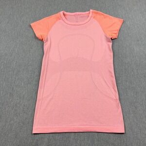 Lululemon Shirt Womens 6 Pink Orange Swiftly Tech Yoga Gym Short Sleeve Active